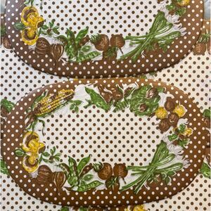 Mid-Century Vegetable & Polka Dot Place Mats (6) Retro 1950s Kitchen Decor